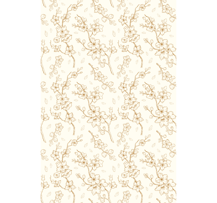 Toile fenêtre fleurs et plantes motif fleuri beige simple - TenStickers