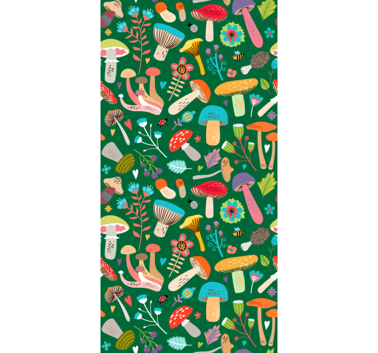 Toile fenêtre fleurs et plantes motif champignon vibrant - TenStickers