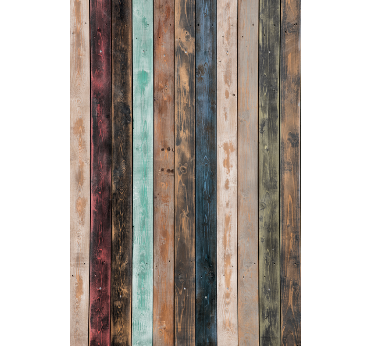 Toile fenêtre textures et motifs planches en bois colorées - TenStickers