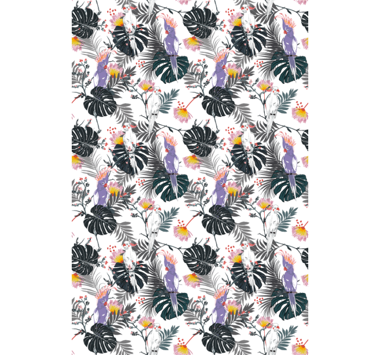 Toile fenêtre animaux motif d'oiseaux tropicaux - TenStickers