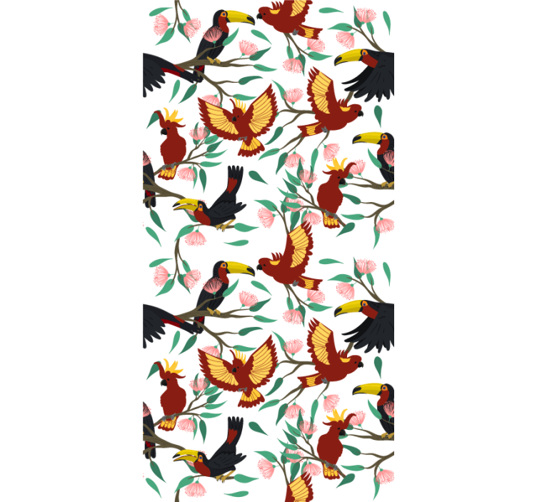 Toile fenêtre animaux motifs d'oiseaux tropicaux - TenStickers