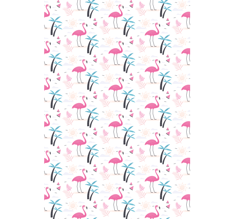Toile fenêtre animaux motif tropical de flamants roses - TenStickers