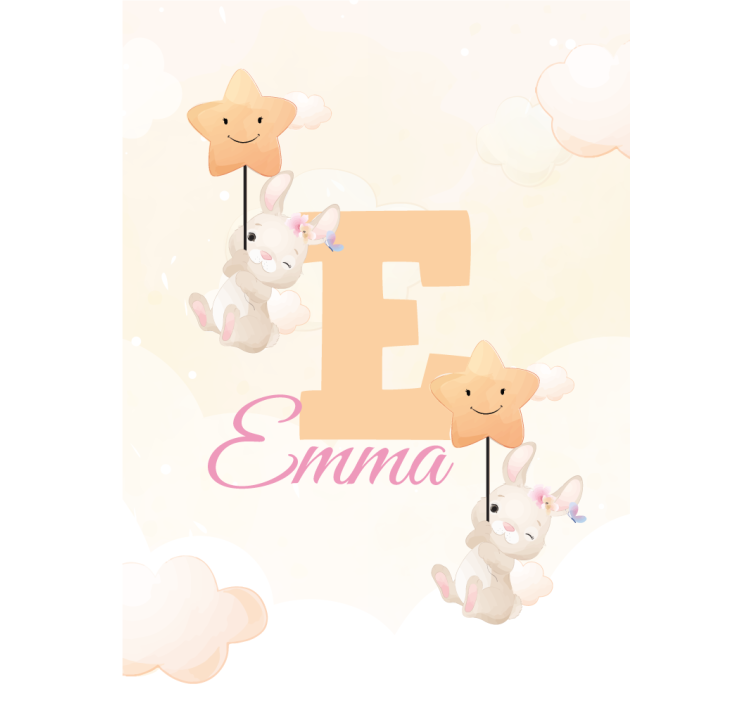 Toile fenêtre chambre enfant lapins avec étoiles nom - TenStickers