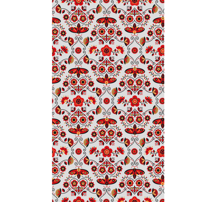 Toile fenêtre fleur motif rouge polonais - TenStickers