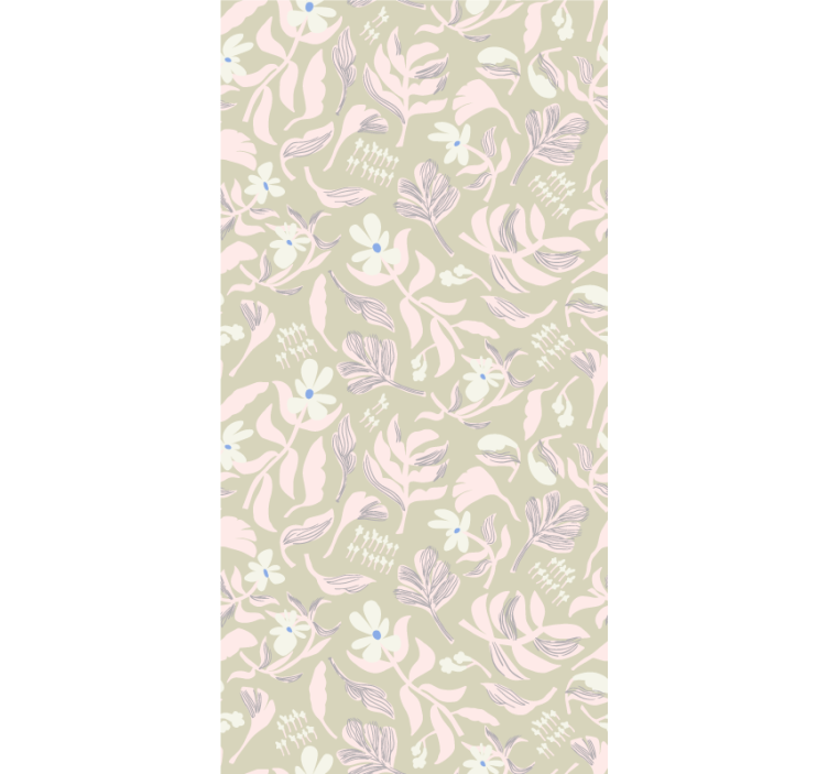 Toile fenêtre fleurs et plantes thème feuille beige - TenStickers