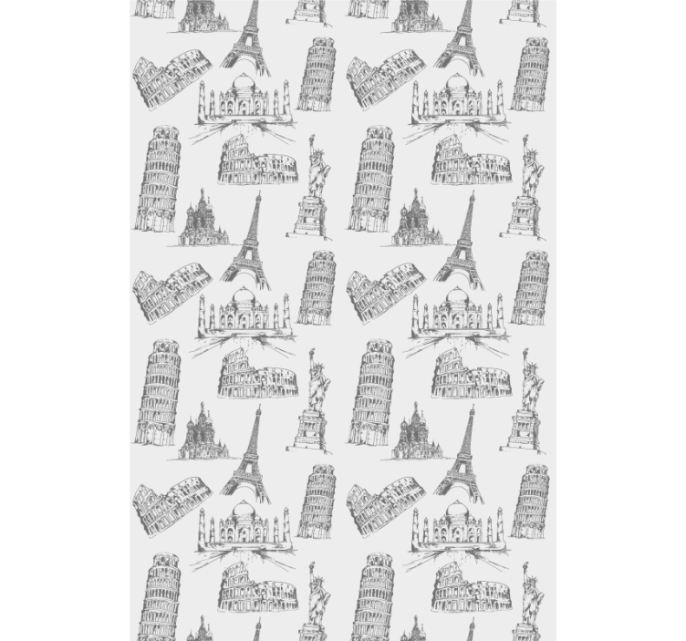 Toile fenêtre original silhouettes de monuments célèbres - TenStickers