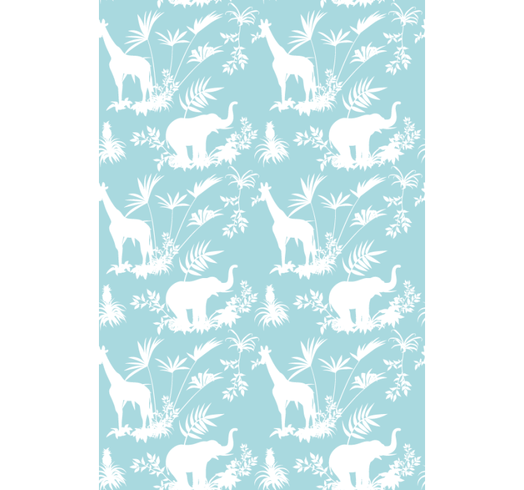 Toile fenêtre animaux éléphants et girafes - TenStickers