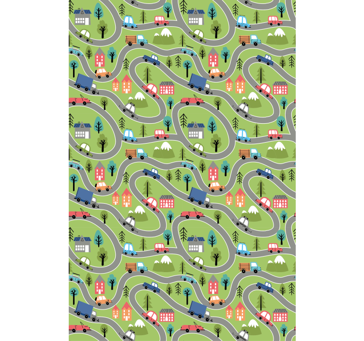 Toile fenêtre chambre enfant routes de véhicules colorées - TenStickers