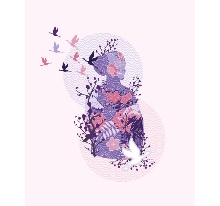 Toile fenêtre fleurs et plantes art de la silhouette florale - TenStickers