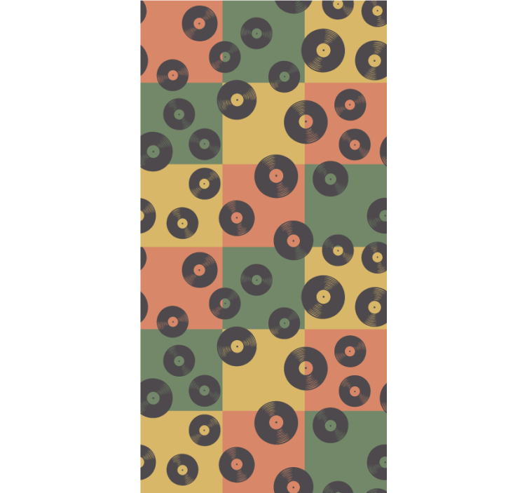 Toile fenêtre vintage disques vinyles rétro - TenStickers