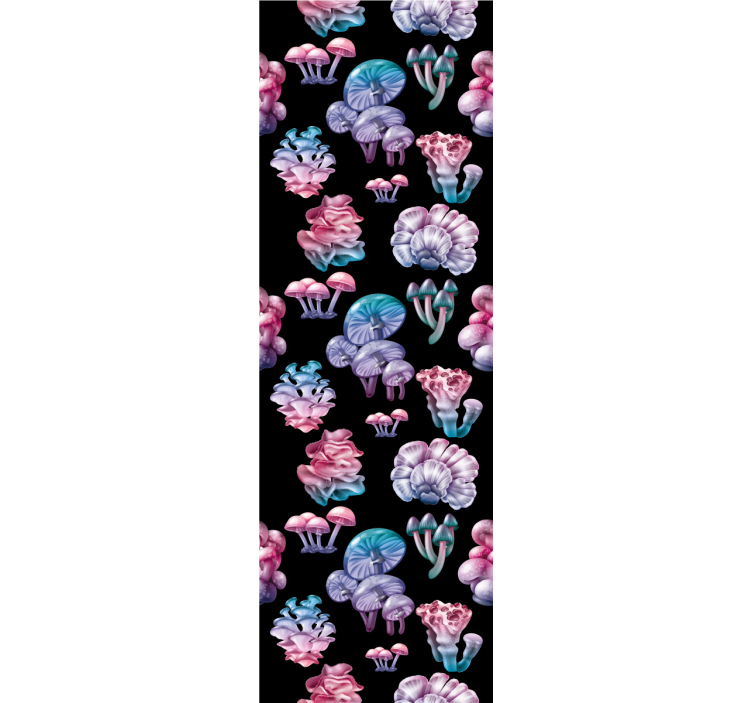 Toile fenêtre motifs de champignons colorés - TenStickers