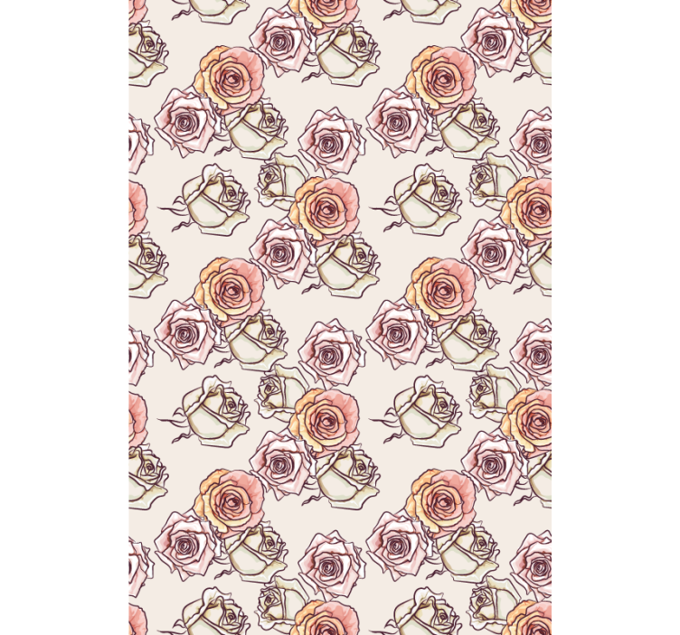 Toile fenêtre fleurs et plantes motif rose illustration - TenStickers