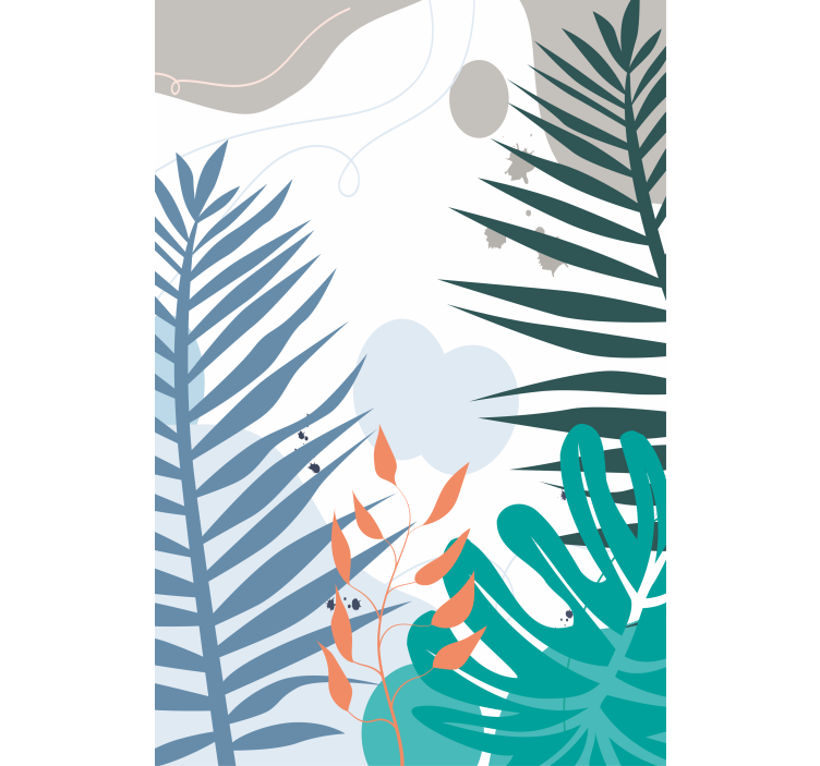 Toile fenêtre fleurs et plantes grandes feuilles tropicales - TenStickers