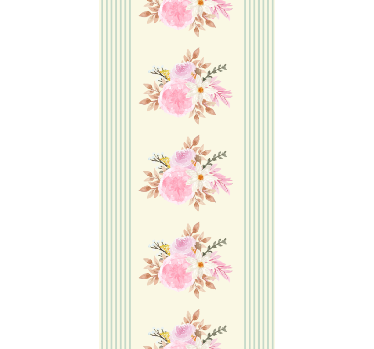 Toile fenêtre fleurs motif rayé provincial français - TenStickers