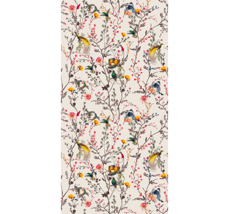 Toile fenêtre arbre oiseaux et fleurs - TenStickers