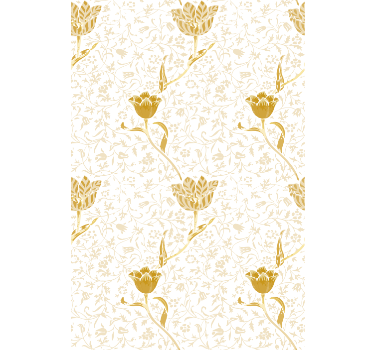 Toile fenêtre fleur motif élégant doré - TenStickers