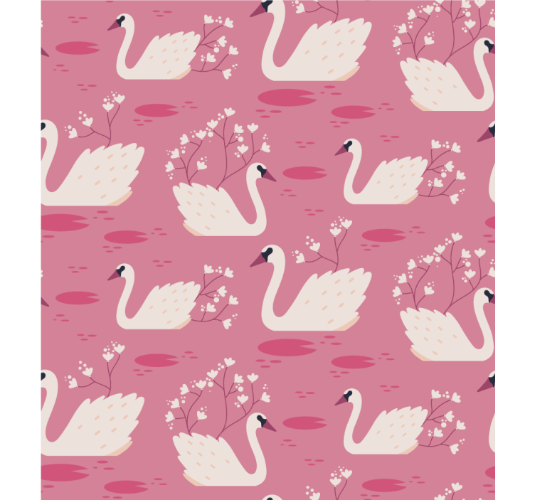 Toile fenêtre fleurs et plantes cygnes élégants et fleurs - TenStickers