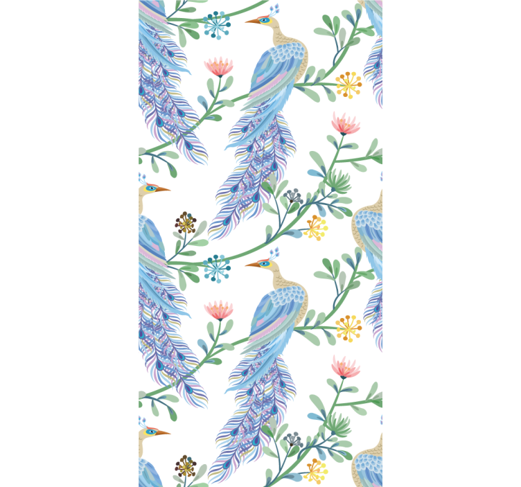 Toile fenêtre fleurs et plantes paon avec des fleurs - TenStickers