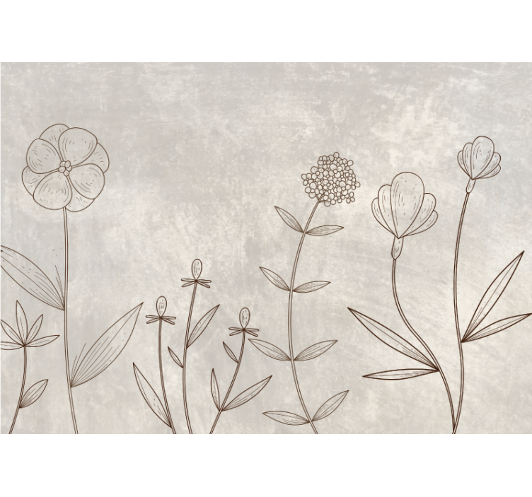 Toile fenêtre fleurs et plantes prairie brumeuse scandinave - TenStickers