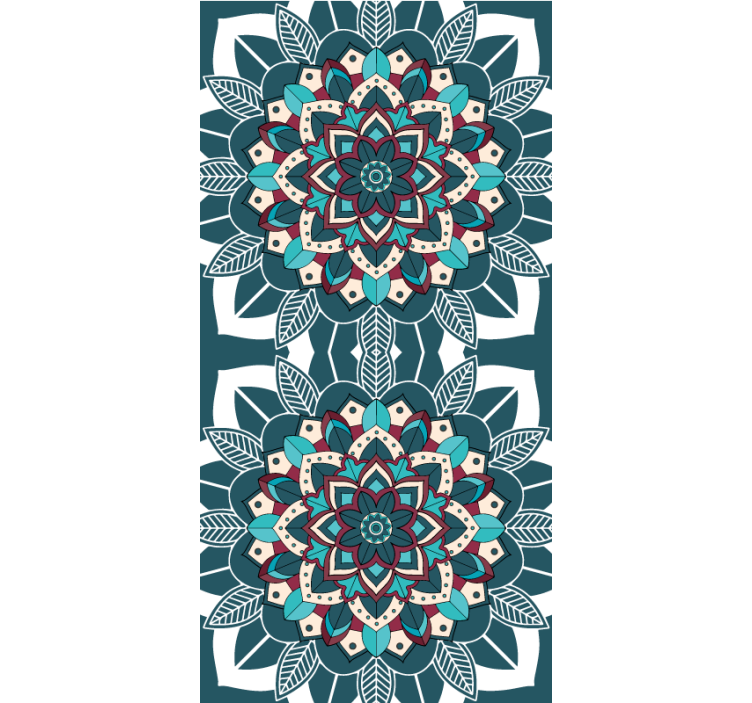 Toile fenêtre textures et motifs élégants carreaux bleus - TenStickers