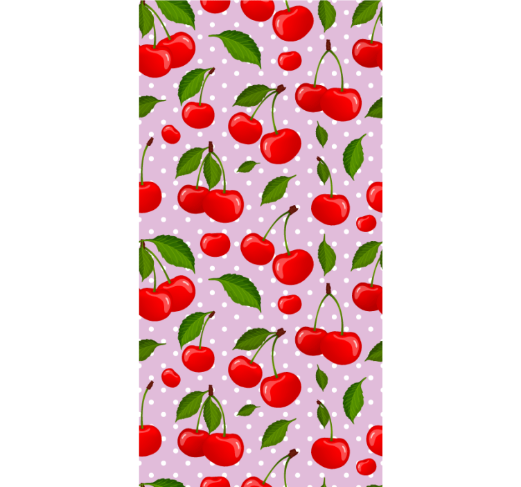 Toile fenêtre salle à manger cerises et feuilles - TenStickers