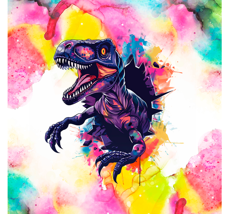 Store dinosaure vélociraptor aux couleurs saturées - TenStickers