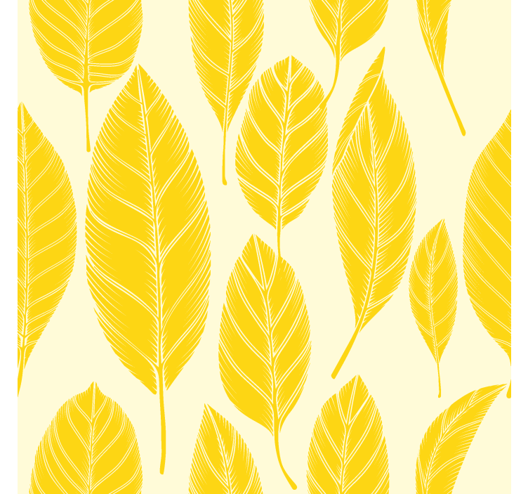 Toile fenêtre jaune motif de grandes feuilles - TenStickers