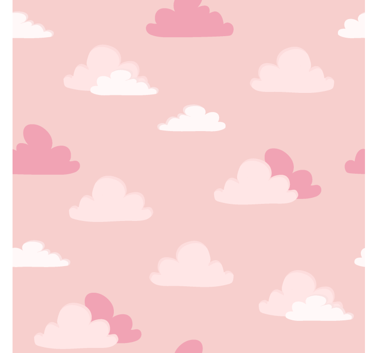 Toile fenêtre nuage motif rose et blanc - TenStickers