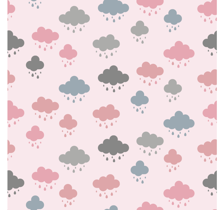 Toile fenêtre nuage pluie rose et grise - TenStickers