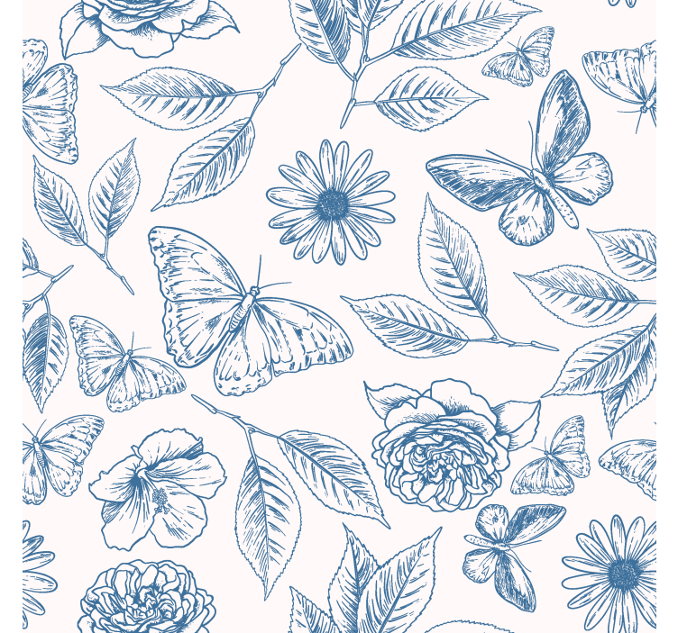 Toile fenêtre papillon art floral - TenStickers