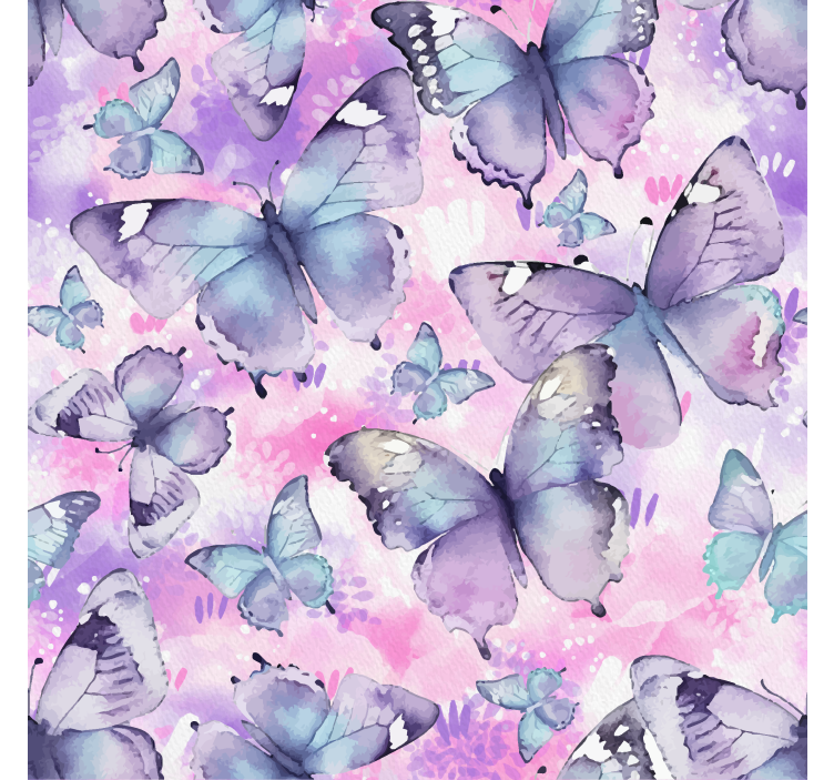 Toile fenêtre papillon aquarelle violet et rose - TenStickers