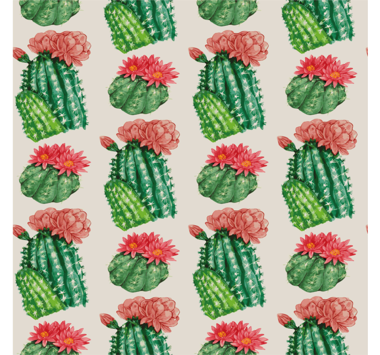 Toile fenêtre cactus floral du désert - TenStickers