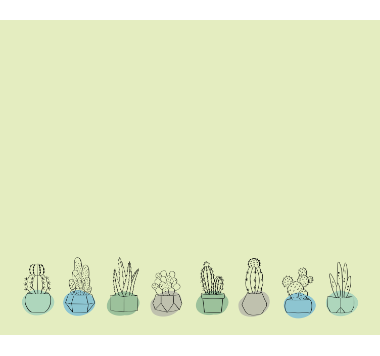 Toile fenêtre cactus pervenche verte - TenStickers