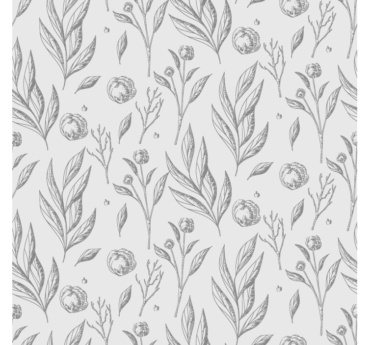 Toile fenêtre nordique motif floral gris - TenStickers