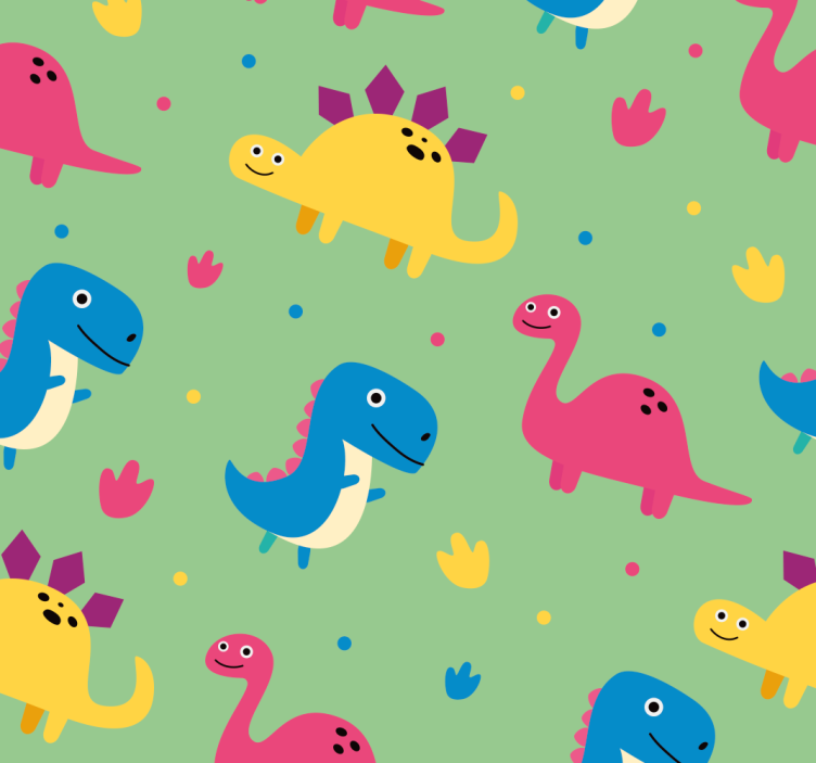 Toile fenêtre dinosaures style coloré - TenStickers