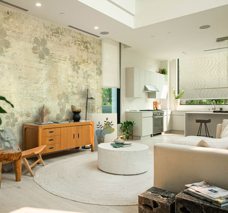 Toile fenêtre salon motifs d'ondes subtils - TenStickers