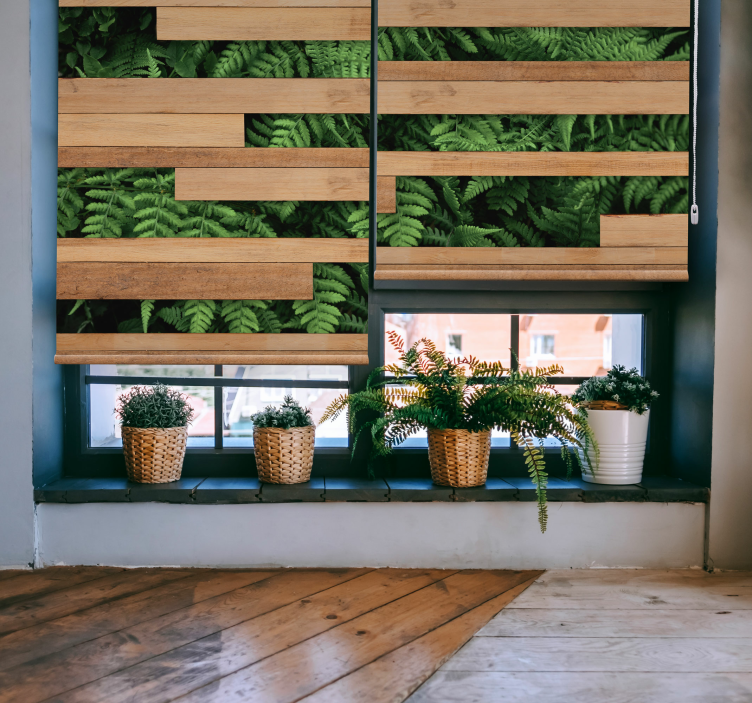 Toile fenêtre arbre superposition de verdure luxuriante - TenStickers