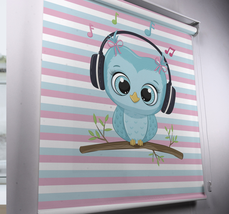 Toile fenêtre animaux illustration de hibou musical - TenStickers