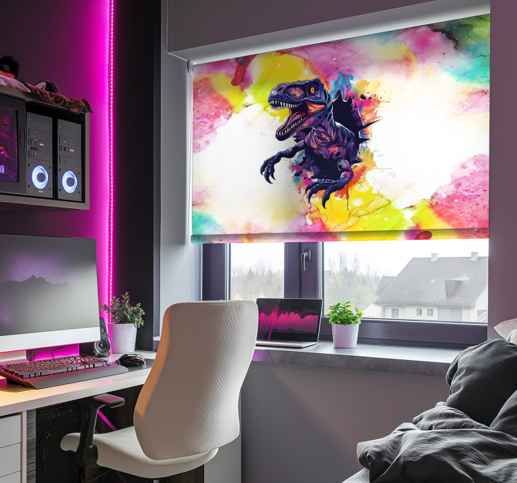 Store dinosaure vélociraptor aux couleurs saturées - TenStickers