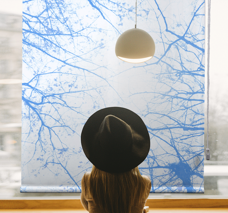 Store avec des branches d'arbres bleus - TenStickers