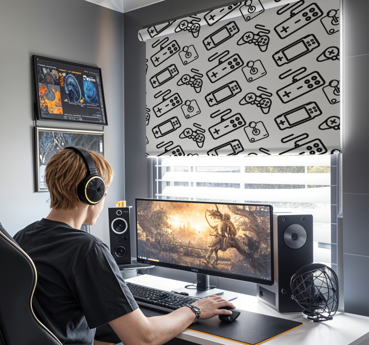 Store enrouleur geek manettes de jeu minimalistes - TenStickers