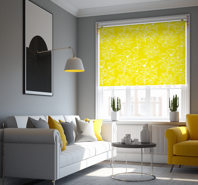 Store jaune motif de fleurs - TenStickers