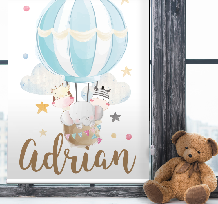 Stores Prénom 3 animaux dans un ballon, étoiles - TenStickers