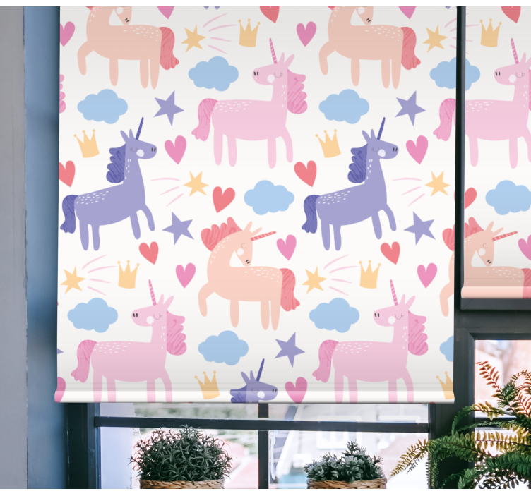 Stores enfants Licorne avec coeurs et étoiles - TenStickers