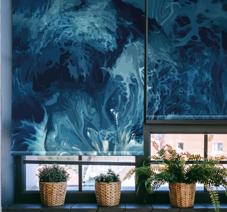 Stores salle de bain Vagues d'aquarelle de tons bleus - TenStickers