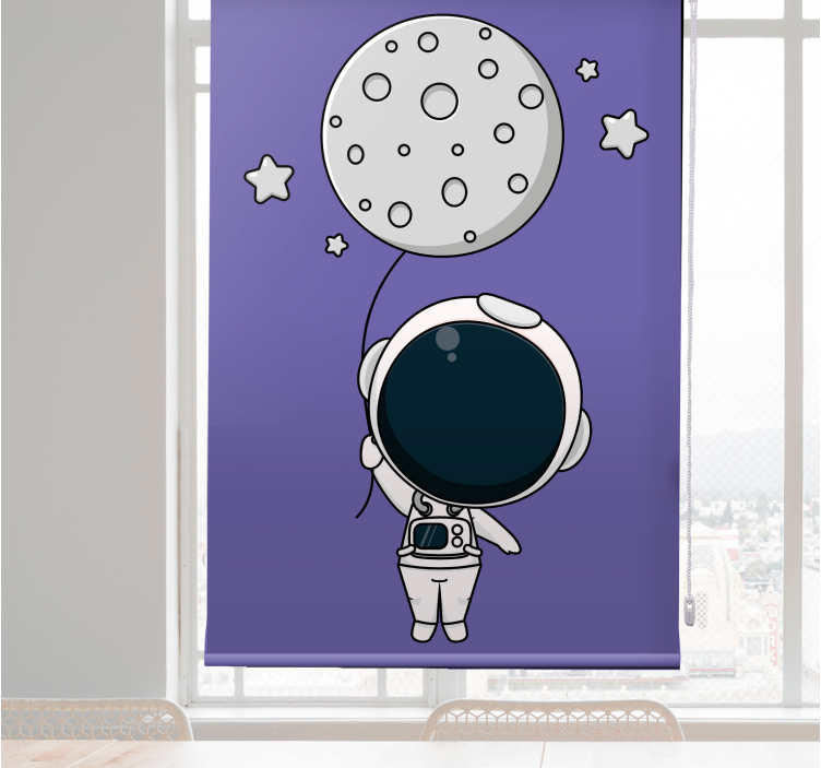 Toile fenêtre amusant astronaute tenant la lune - TenStickers