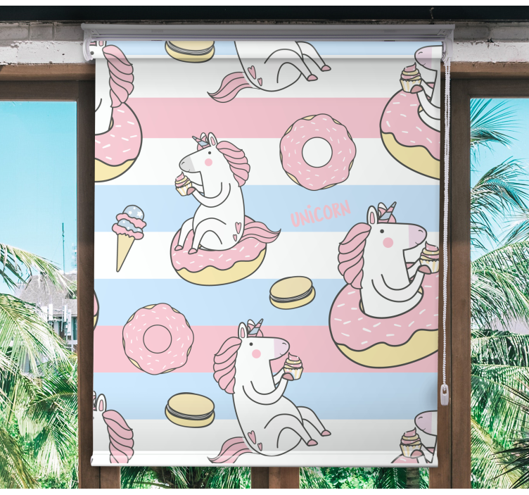 Toile fenêtre amusant délices de desserts de licorne - TenStickers