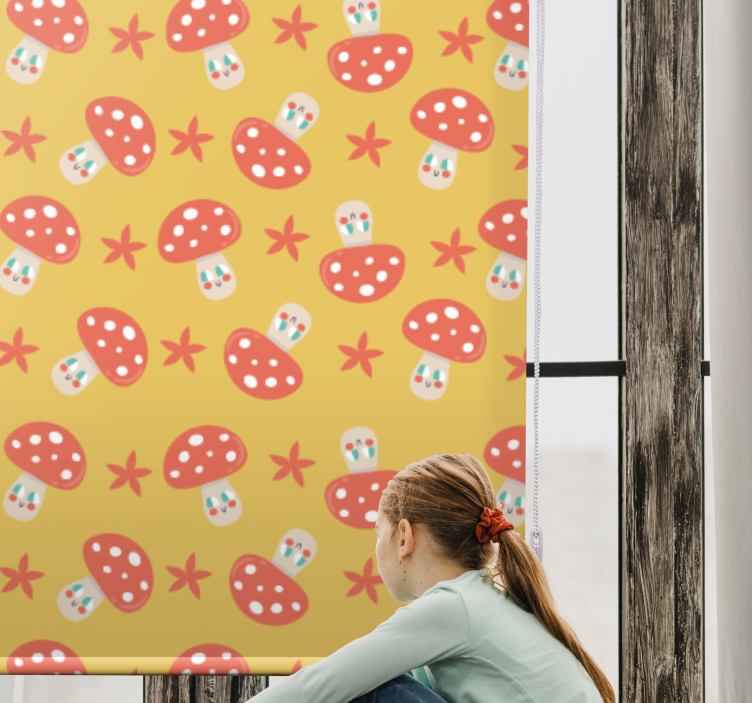 Toile fenêtre motifs de champignons fantaisistes - TenStickers