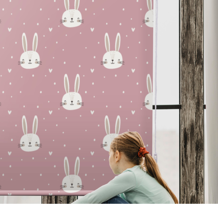Toile fenêtre chambre enfant visages de bébé lapin - TenStickers