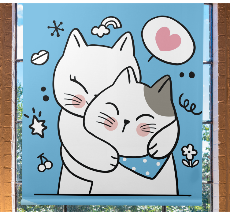 Toile fenêtre animaux câlin de chat mignon - TenStickers
